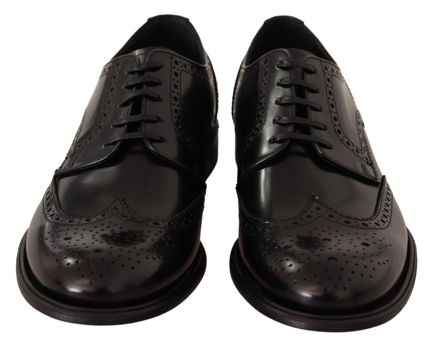 Dolce &amp; Gabbana Oxford-Schuhe mit Flügelspitze aus schwarzem Leder