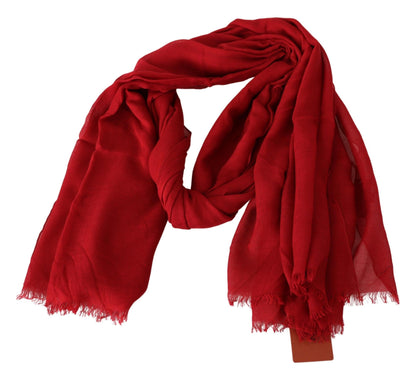 Missoni Red Cashmere Unisex Neck Wrap Fringes Scarf