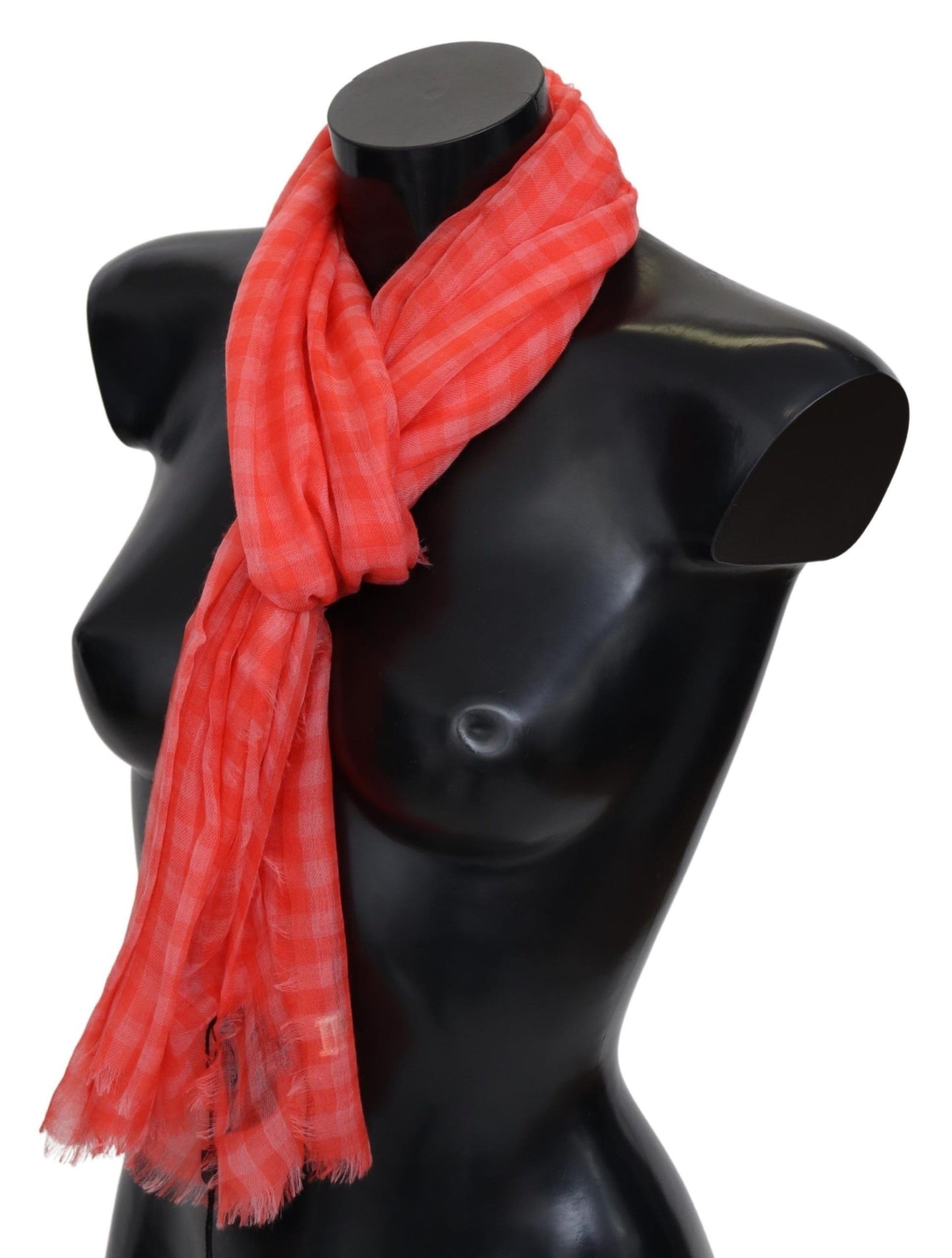 Missoni Orange Check Cashmere Unisex Wrap Fringes Scarf