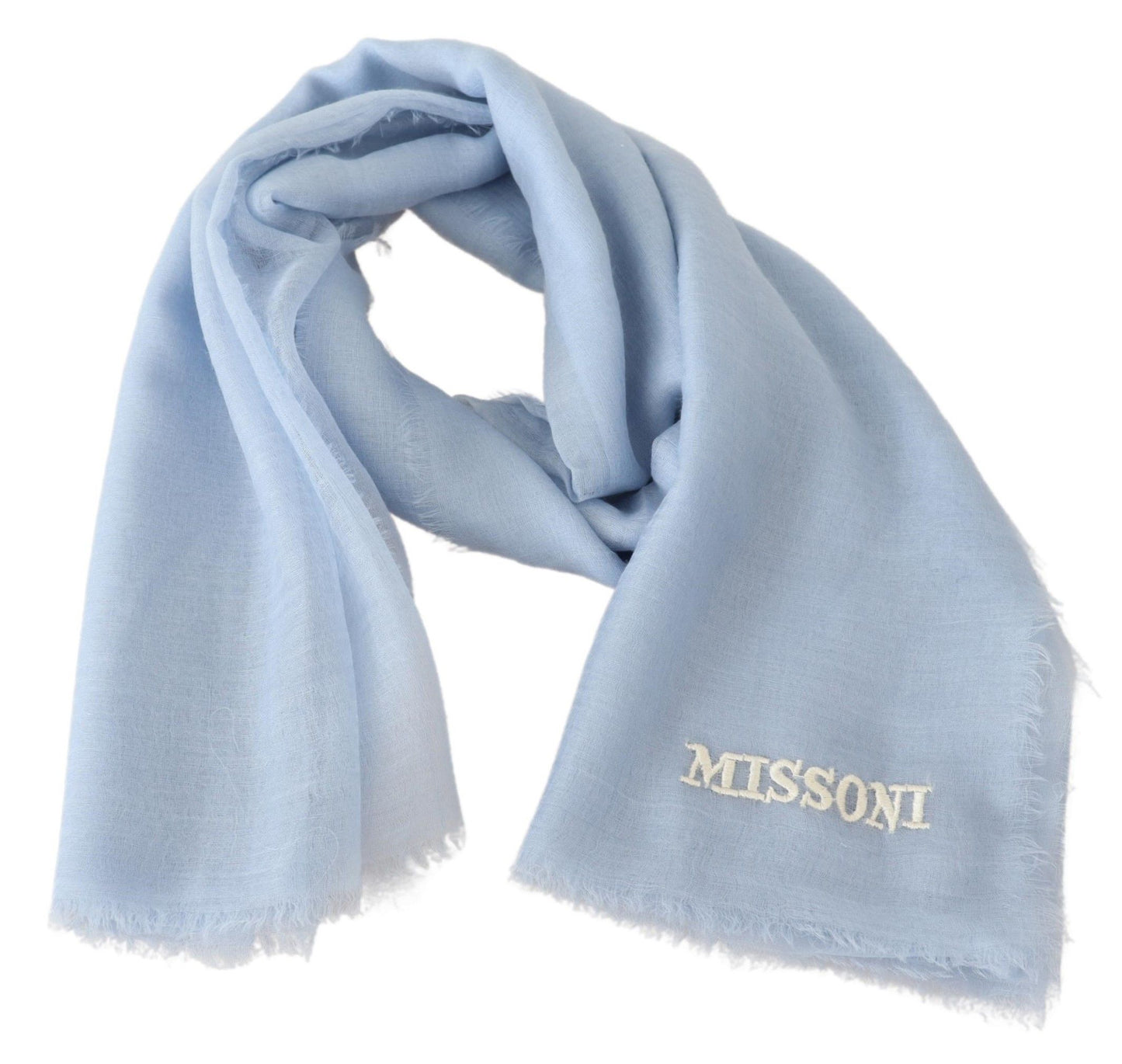 Missoni Light Blue Cashmere Unisex Neck Wrap Scarf