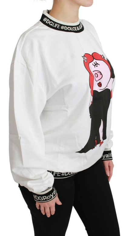 Dolce &amp; Gabbana Weißer Pullover mit dem Schwein des Jahres