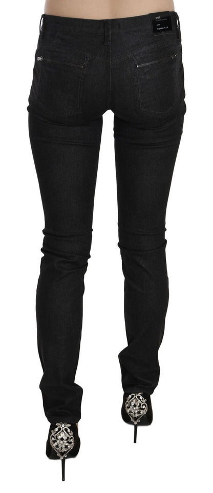 Schwarze, lässige Skinny-Denim-Jeans von Costume National mit niedriger Taille