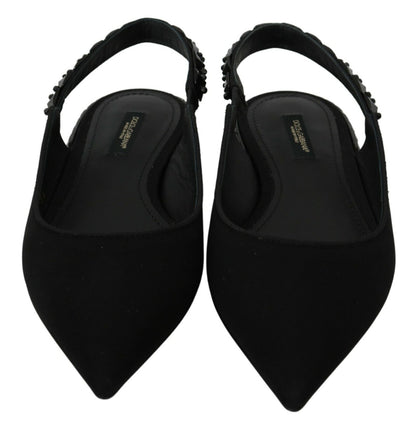 Dolce & Gabbana Black Flats Slingback Charmeuse 신발