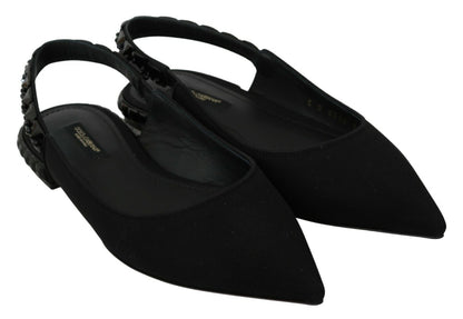 Dolce & Gabbana Black Flats Slingback Charmeuse 신발