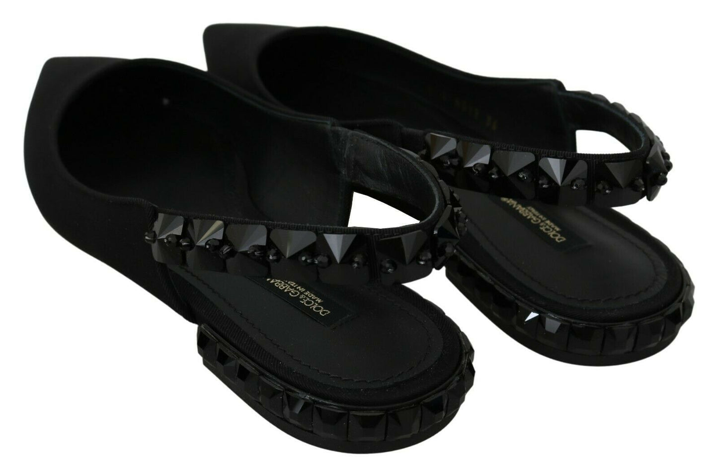 Dolce & Gabbana Black Flats Slingback Charmeuse 신발