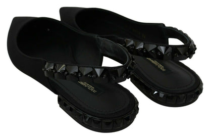 Dolce & Gabbana Black Flats Slingback Charmeuse 신발