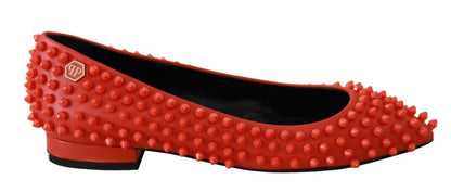 Philipp Plein Orange Leather Ballerina What I Do Flats Shoes