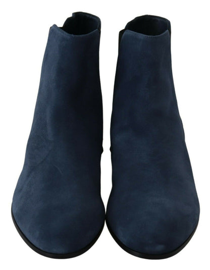 Dolce & Gabbana Blue Suede 장식 스터드 부츠 신발