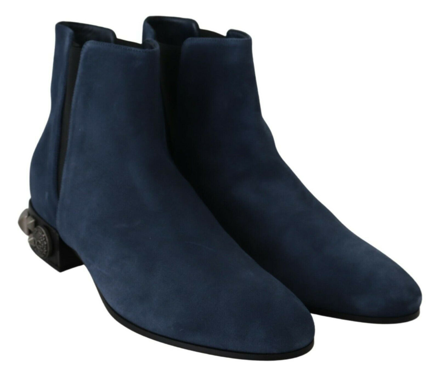 Dolce & Gabbana Blue Suede 장식 스터드 부츠 신발