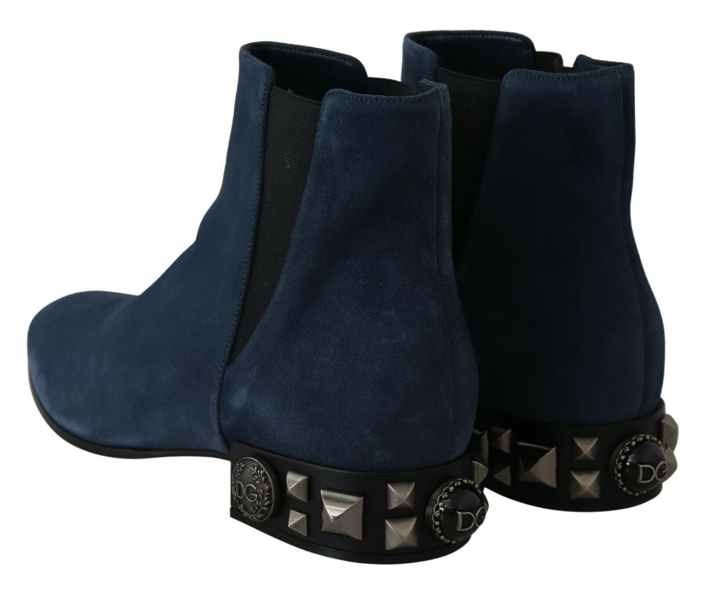 Dolce & Gabbana Blue Suede 장식 스터드 부츠 신발