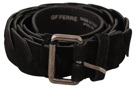 GF Ferre Black WX Silver Tone 버클 허리 벨트