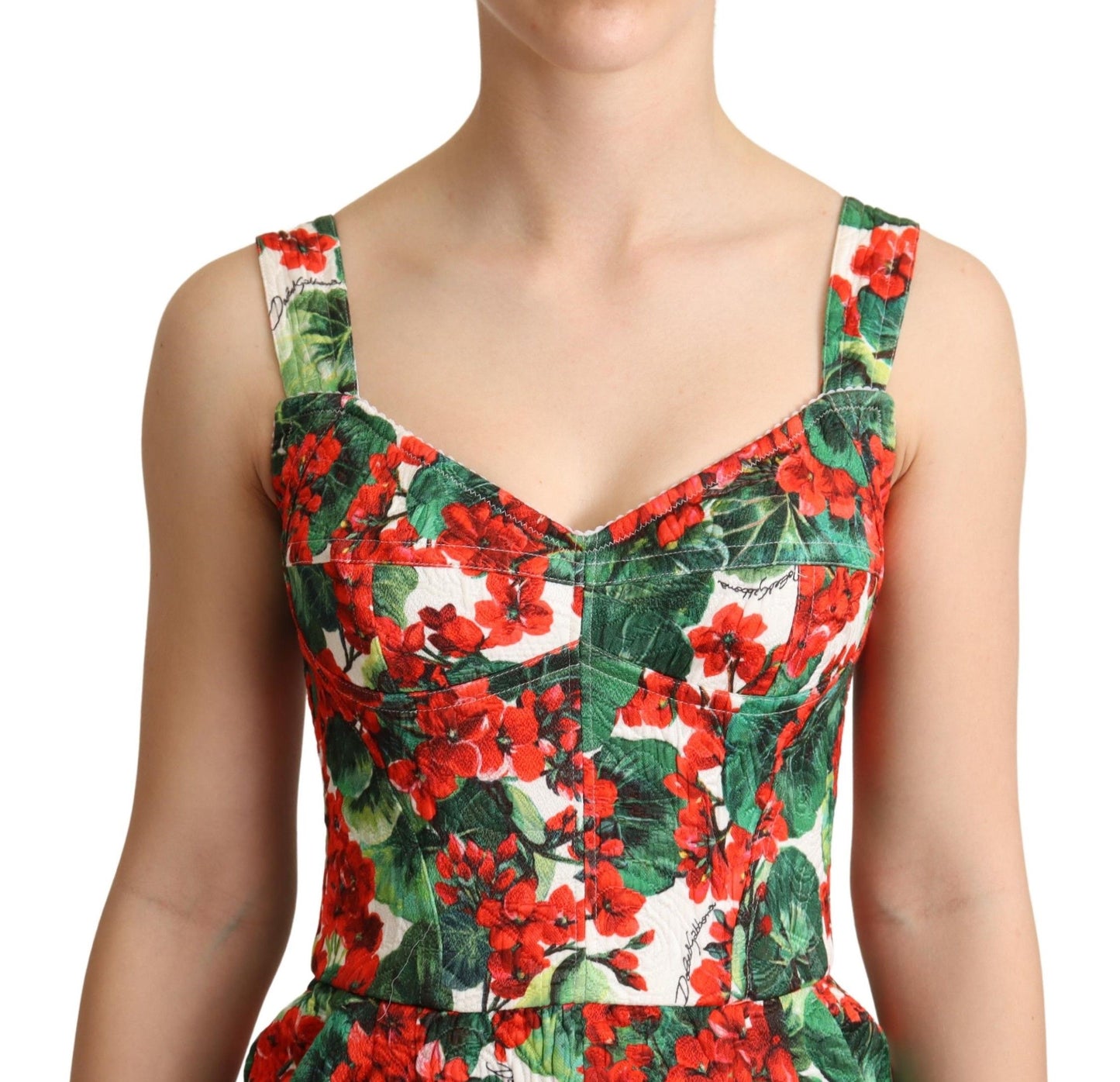 Dolce &amp; Gabbana Red Geranium Print Shorts Jumpsuit-Kleid