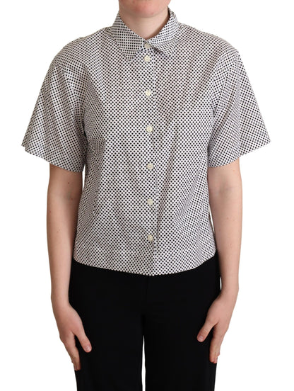 Dolce & Gabbana Black Polka Dot Collared Shirt White