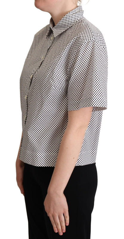 Dolce & Gabbana Black Polka Dot Collared Shirt White