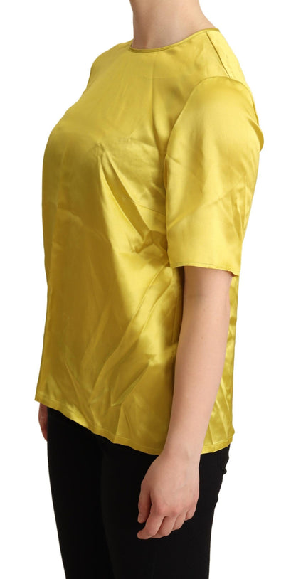 Dolce & Gabbana Yellow Silk Short Sleeve Blouse 티셔츠