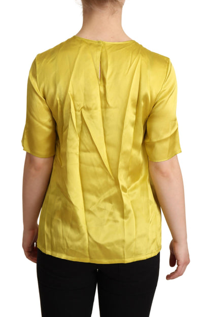 Dolce & Gabbana Yellow Silk Short Sleeve Blouse 티셔츠