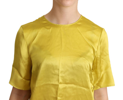 Dolce & Gabbana Yellow Silk Short Sleeve Blouse 티셔츠