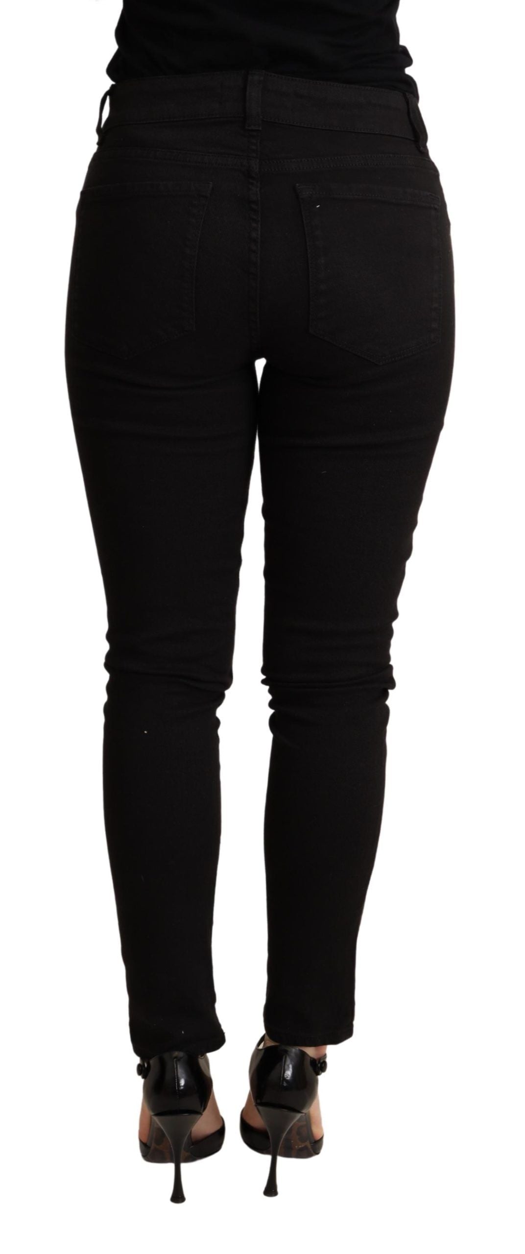 Dolce & Gabbana Black Skinny 데님 면화 스트레치 바지