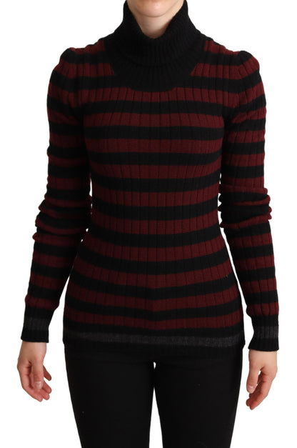 Dolce &amp; Gabbana Schwarz-rot gestreifter Wollpullover