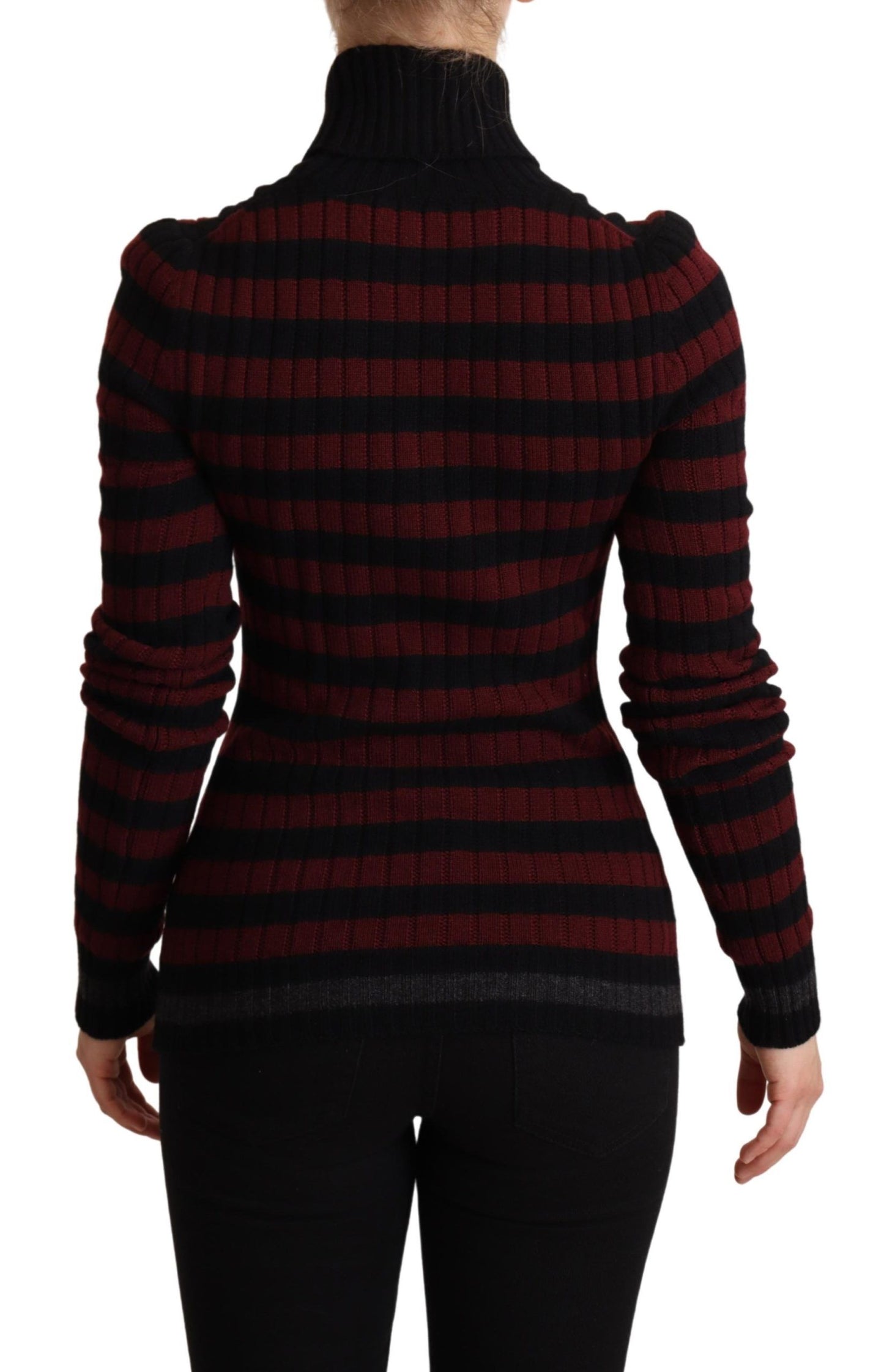 Dolce &amp; Gabbana Schwarz-rot gestreifter Wollpullover