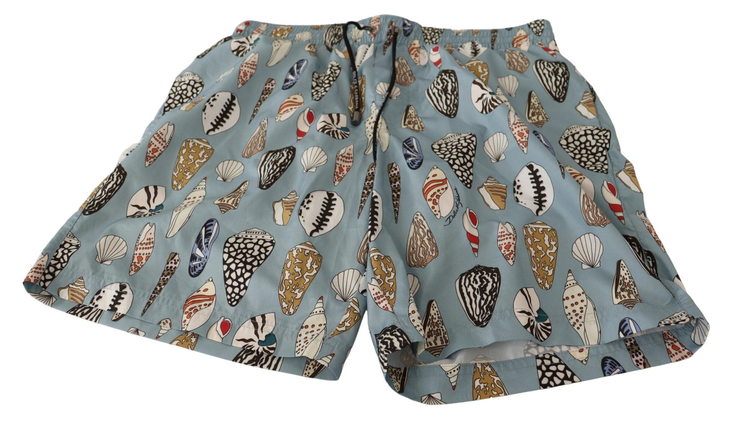 Dolce & Gabbana Blue Seashell Beachwear Swimwear 반바지