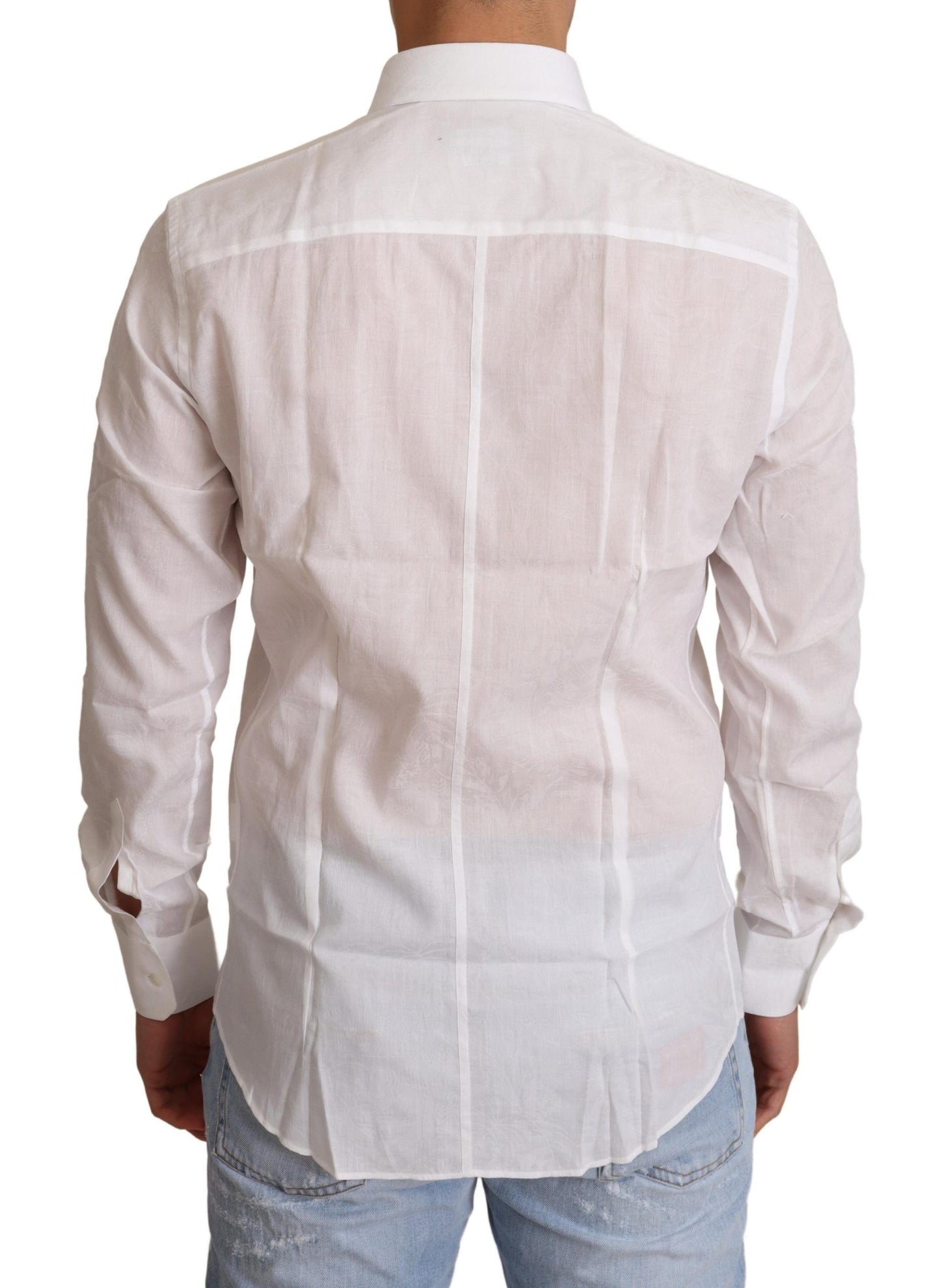 Dolce & Gabbana Elegant White Slim Fit Martini Dress Shirt