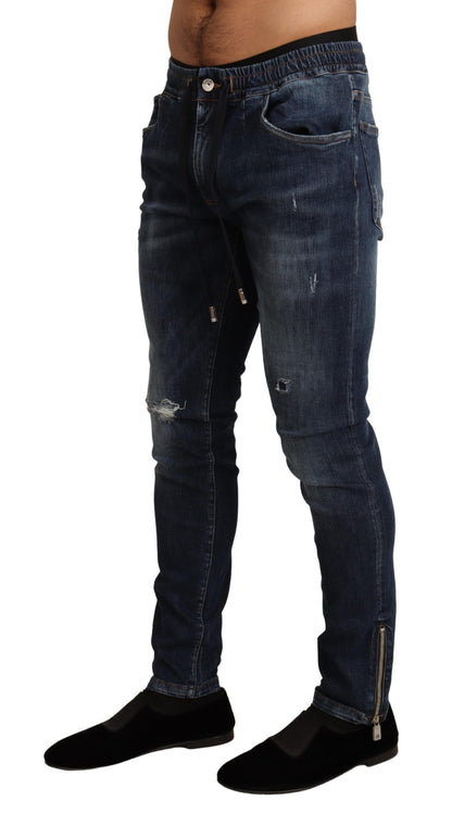 Blaue Dolce &amp; Gabbana-Jeans aus zerfetztem Baumwoll-Stretch-Denim