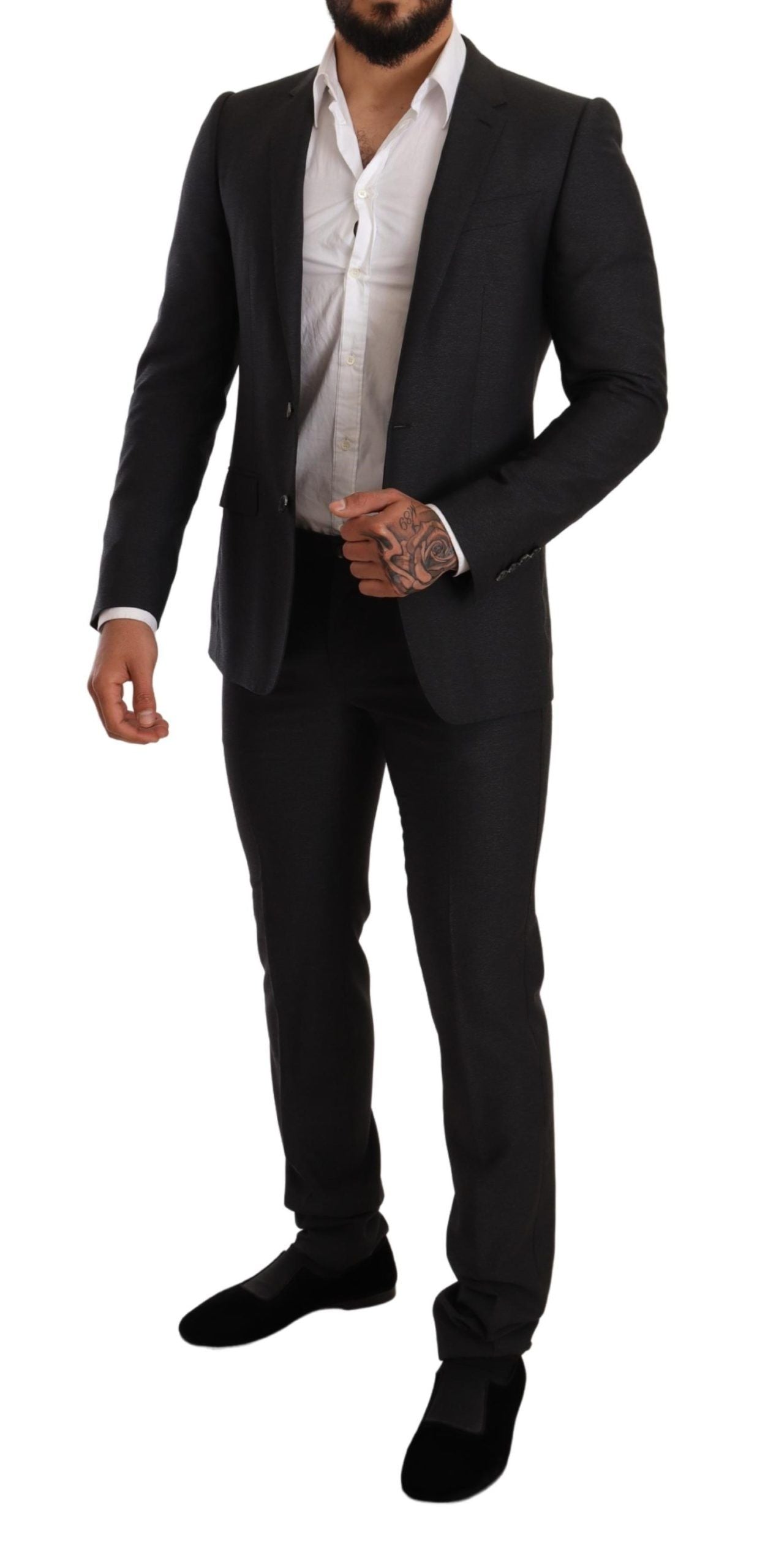 Dolce & Gabbana Grey Wool Martini Slim Fit Set Suit