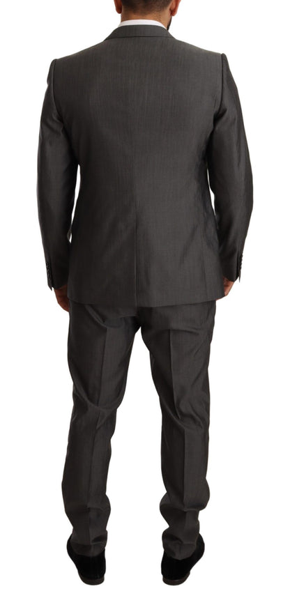 Dolce & Gabbana Grey Metallic Martini Slim Fit Set Set Suit