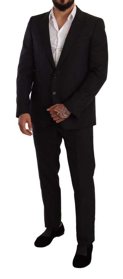 Dolce & Gabbana Black Fantasy Slim Fit Wool Martini Suit