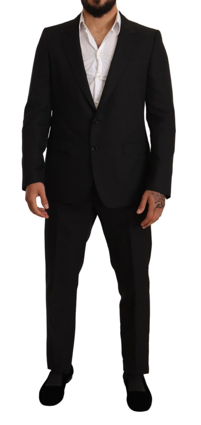 Dolce & Gabbana Black Fantasy Slim Fit Wool Martini Suit