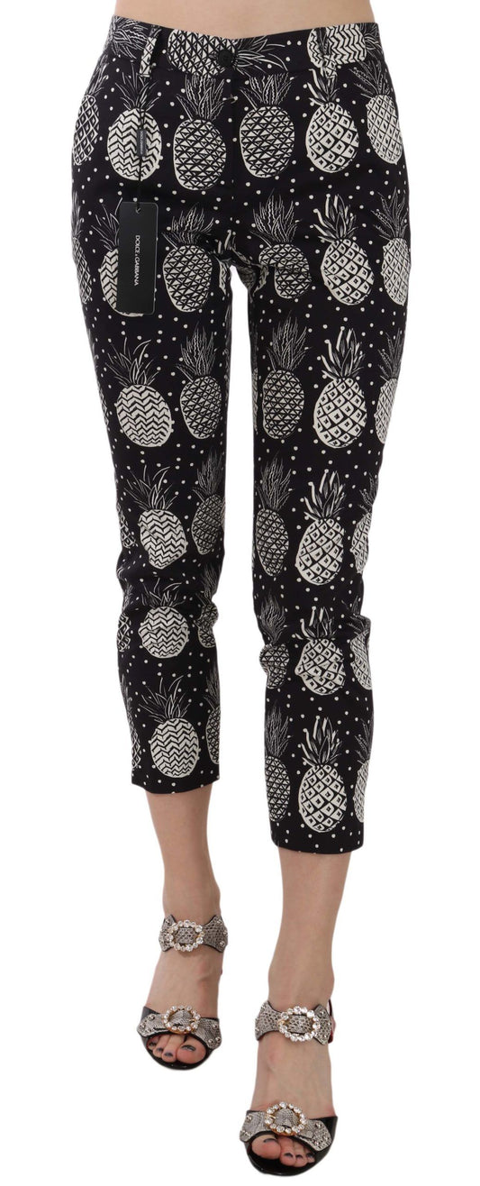 Schwarze Skinny-Caprihose mit Ananas-Print von Dolce &amp; Gabbana