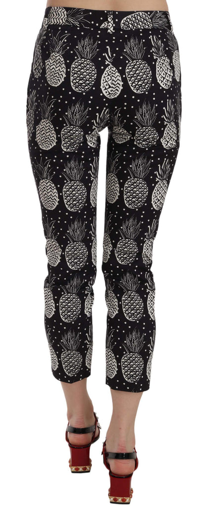 Schwarze Skinny-Caprihose mit Ananas-Print von Dolce &amp; Gabbana