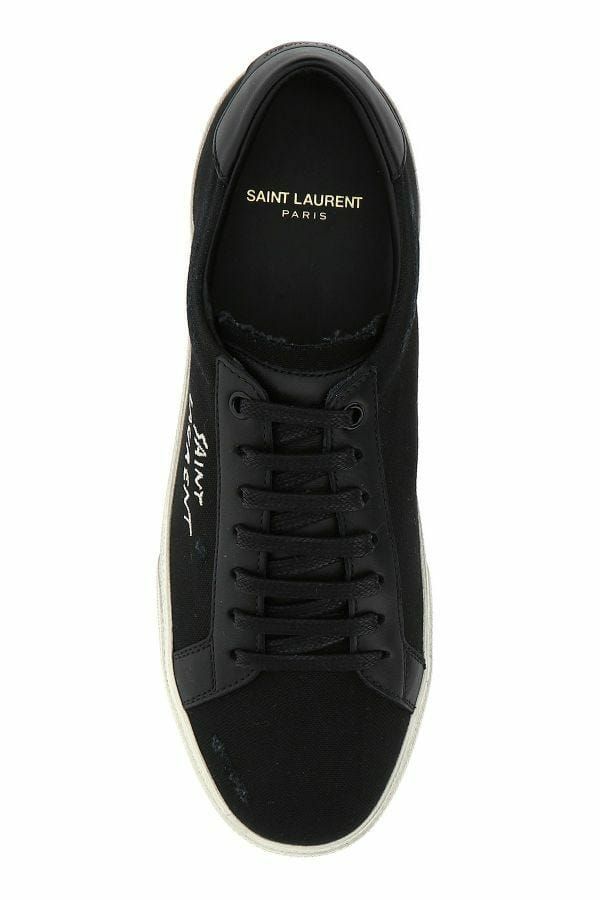 Saint Laurent Low-Top-Sneaker aus schwarzem Canvas und Leder