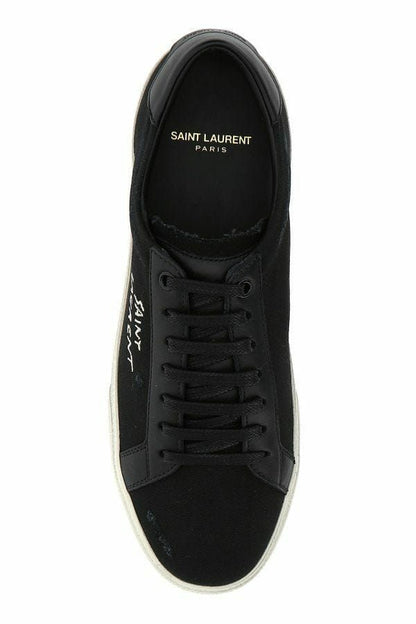 Saint Laurent Low-Top-Sneaker aus schwarzem Canvas und Leder