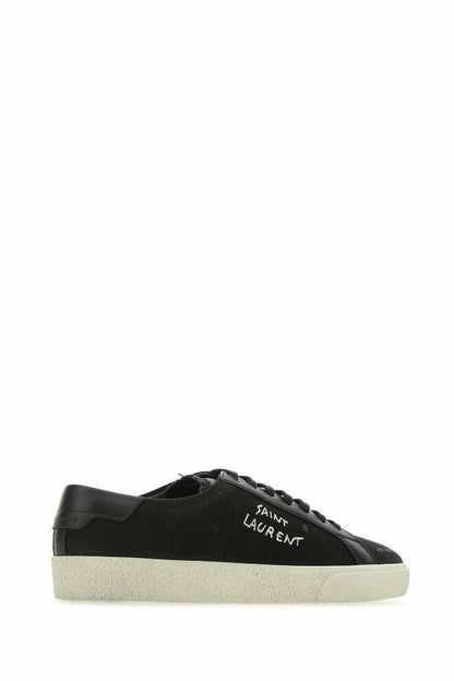 Saint Laurent Low-Top-Sneaker aus schwarzem Canvas und Leder