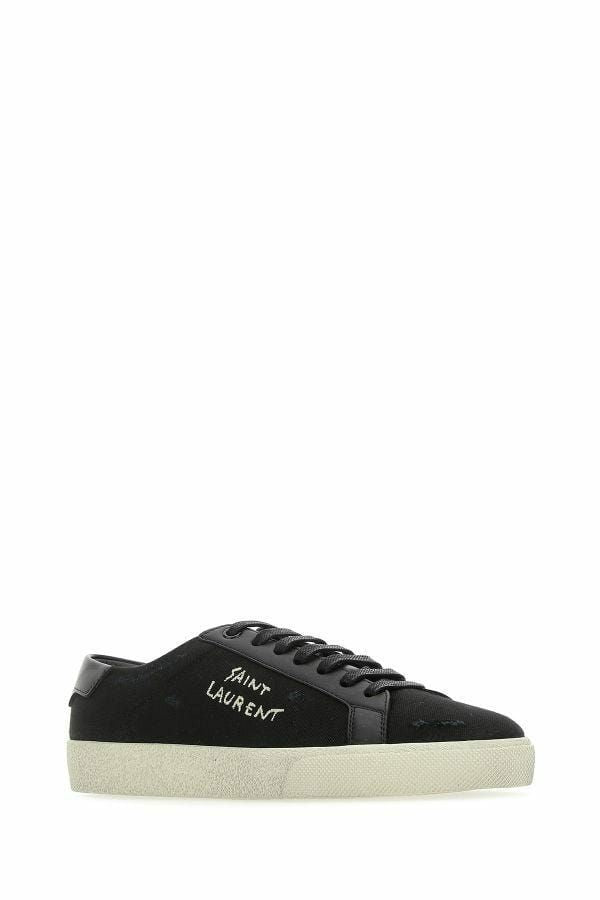 Saint Laurent Low-Top-Sneaker aus schwarzem Canvas und Leder