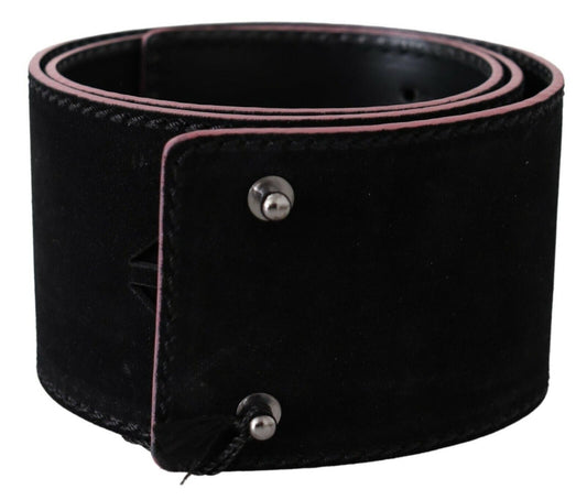 Costume National Elegant Wide Leather Fashion Belt with Metal Accents