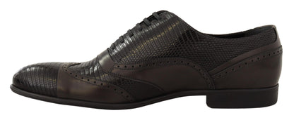 Dolce &amp; Gabbana Braune Oxford-Schuhe aus Eidechsenleder