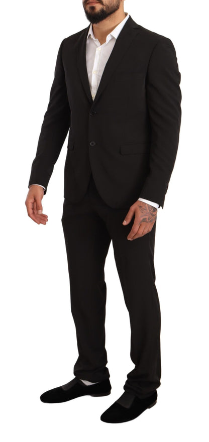 Domenico Tagliente Black Polyester Slim 2 피스 세트 Tagliente Suit