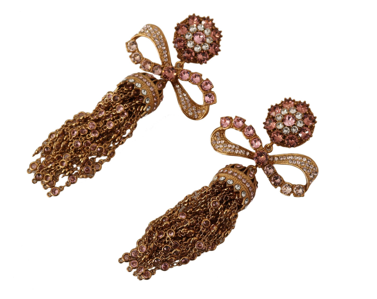 Dolce & Gabbana Gold Mangling Crystals Long Clip-on Jewelry Earrings