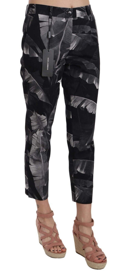 Schwarze Skinny-Caprihose mit Bananenblatt-Print von Dolce &amp; Gabbana