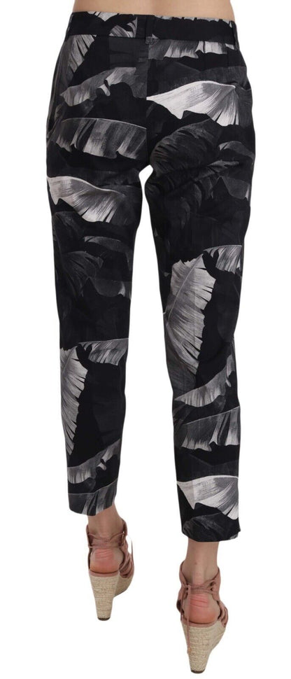 Schwarze Skinny-Caprihose mit Bananenblatt-Print von Dolce &amp; Gabbana