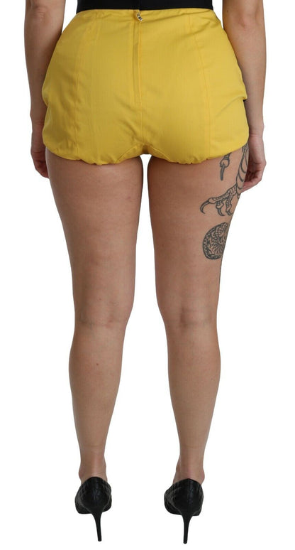 Dolce & Gabbana Yellow Black Cotton Jeweled Hot Pants 반바지