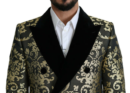 Dolce & Gabbana Black Gold Jacquard Long Coat Sicilia 재킷