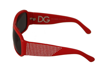 Dolce & Gabbana Red Plastic Swarovski 돌 회색 렌즈 선글라스