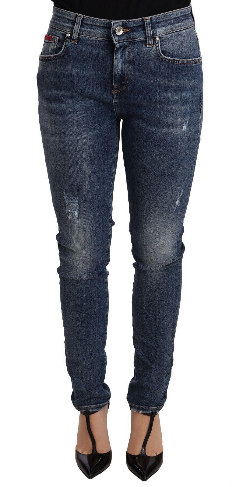 Dolce &amp; Gabbana Blue Wash Skinny Denim Baumwollstretchjeans