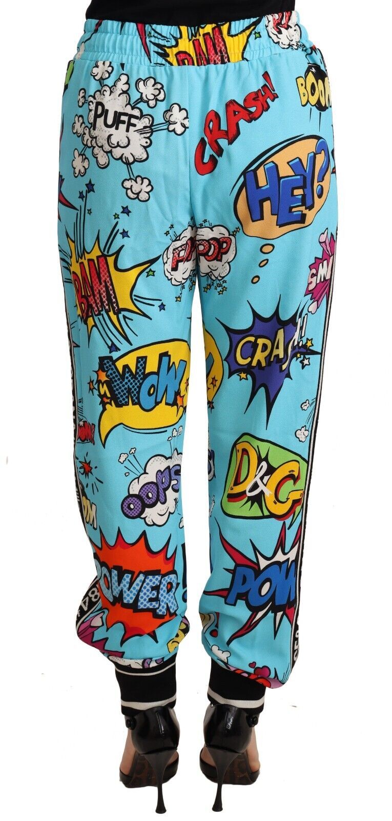 Blaue Dolce &amp; Gabbana-Jogginghose aus Viskose-Stretch mit Cartoon-Print