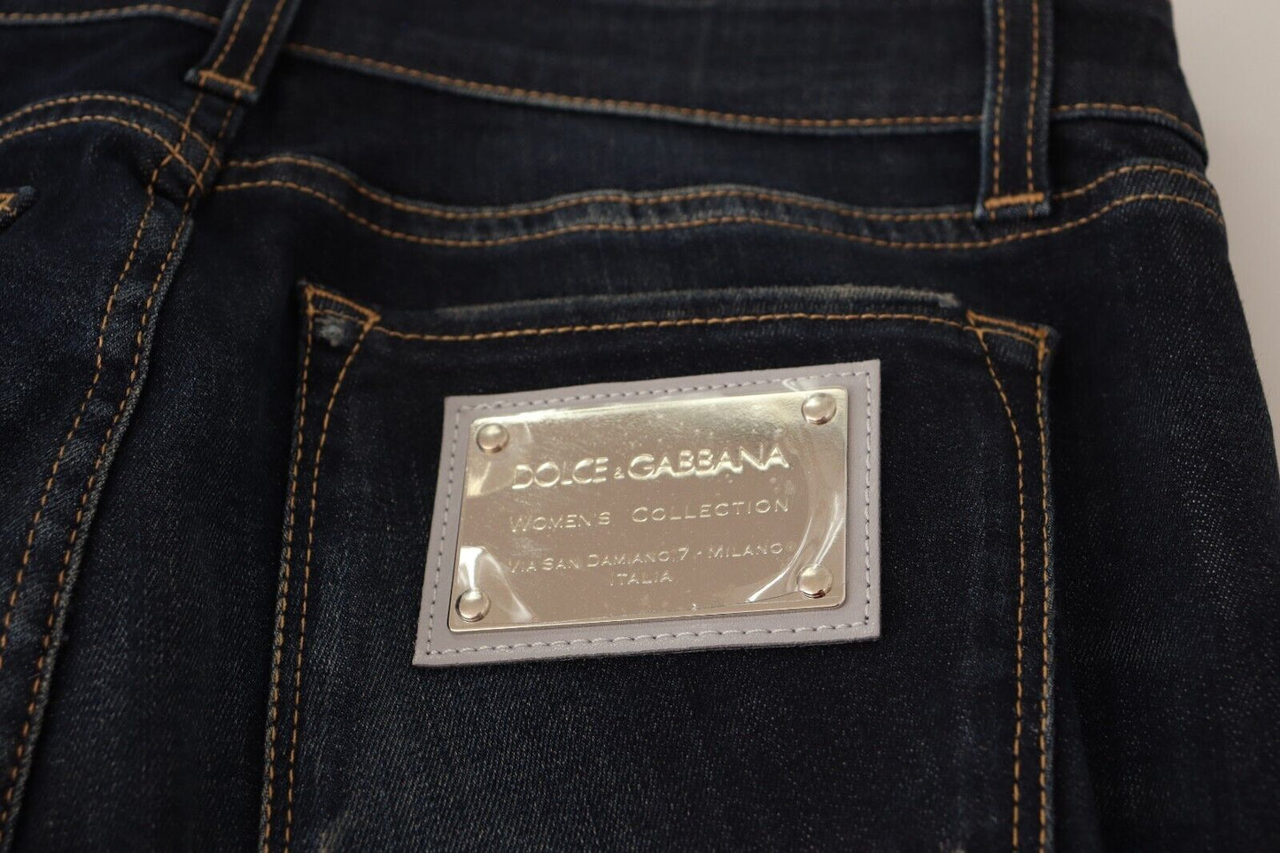 Dolce & Gabbana Blue Wash Slim Skinny Denim 면화 스트레치 청바지