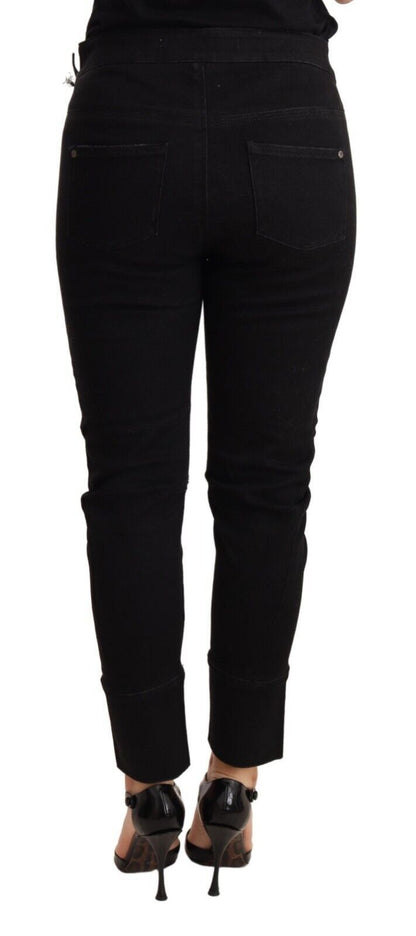 Ermanno Scervino Schwarze, schmal geschnittene Baumwolljeans mit niedriger Taille